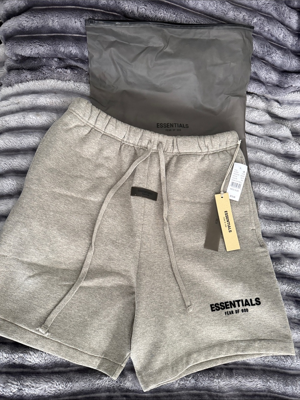 ESSENTIALS Men’s Heather Grey Athletic Fleece Shorts
